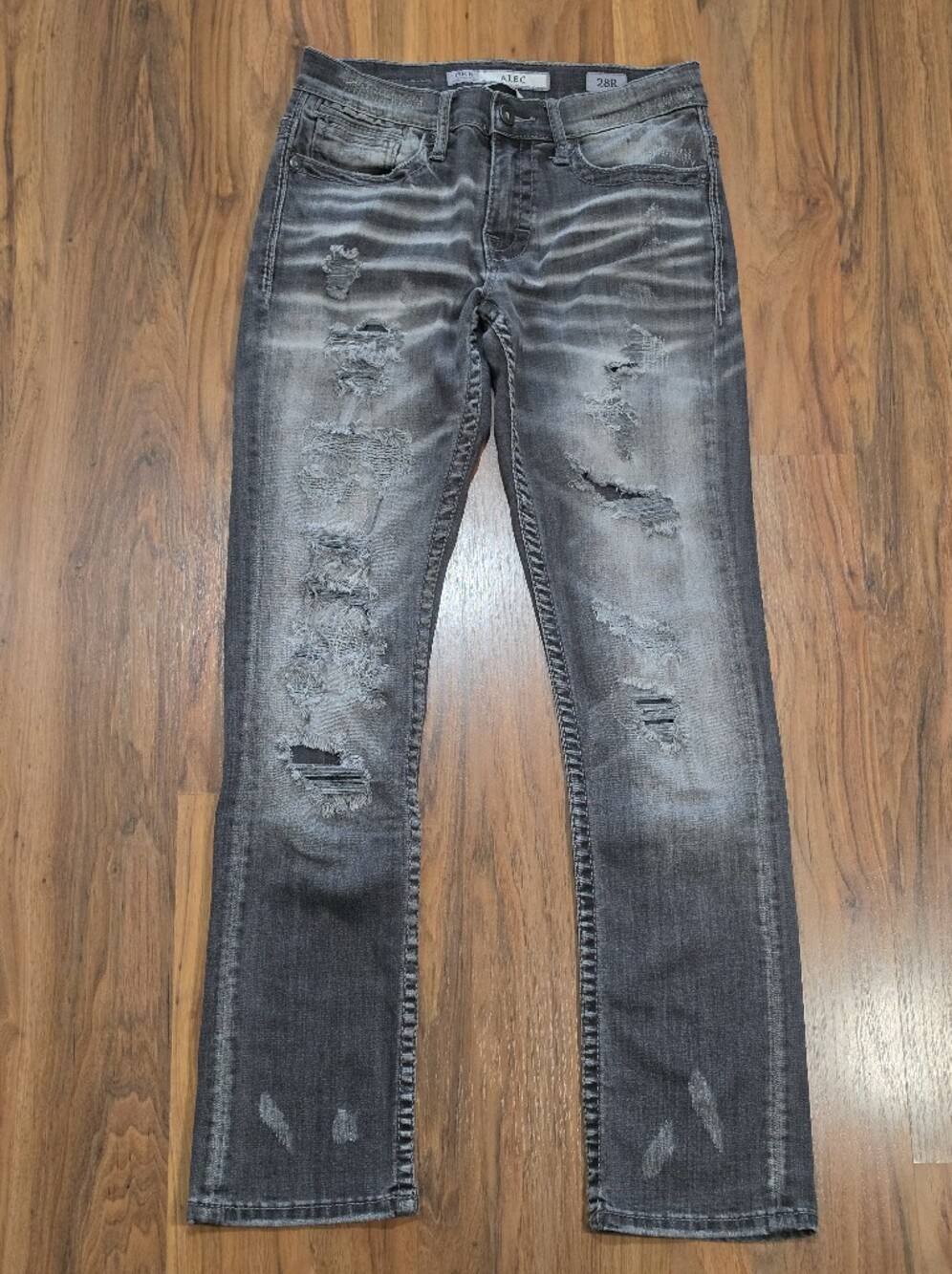 BKE Buckle Distressed Men’s Grey Slim Straight Jeans 28x32